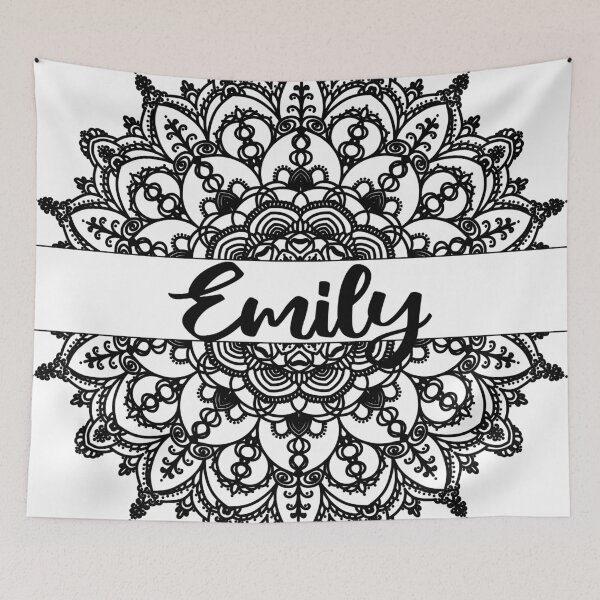 Item preview, First name Emily mandala in black designed and sold by felinefeelings.