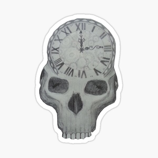 Skull Clock Sticker