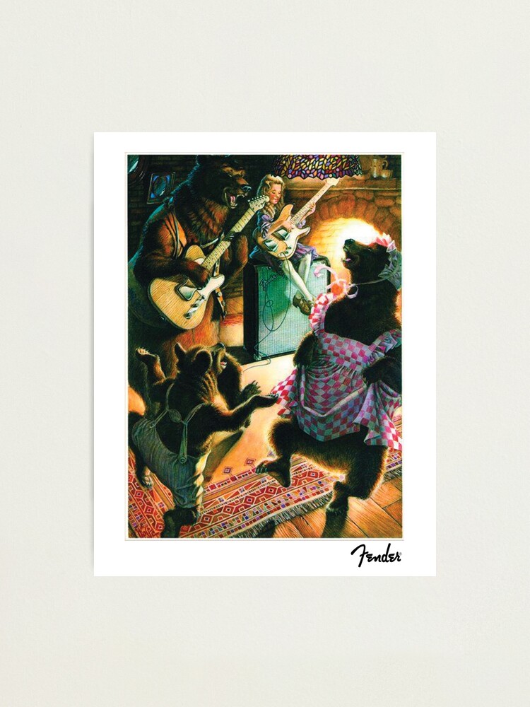 Fender vintage poster artwork Goldilocks and the three bears Photographic  Print by DamsBX