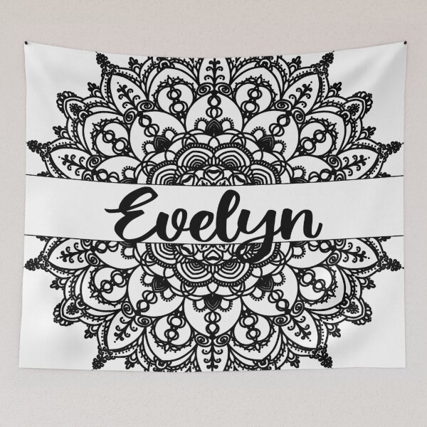 Item preview, First name Evelyn mandala in black designed and sold by felinefeelings.