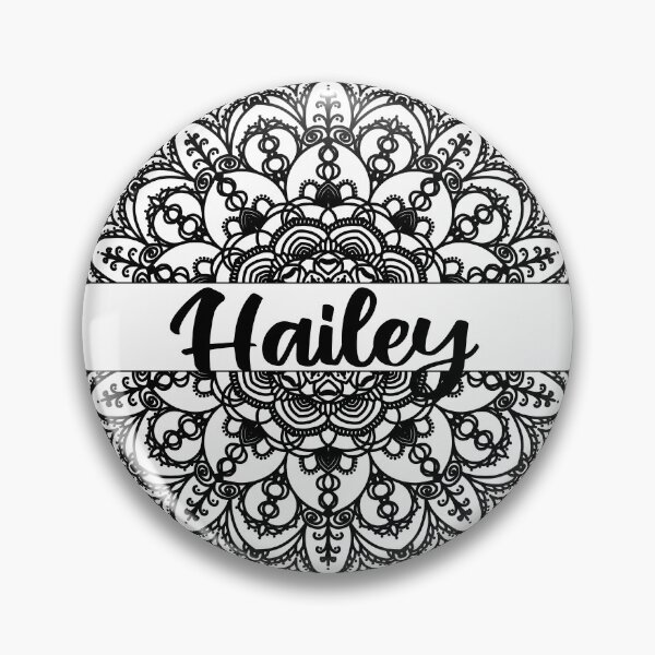 Item preview, First name Hailey mandala in black designed and sold by felinefeelings.