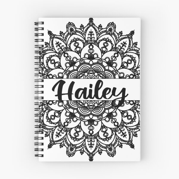 Item preview, First name Hailey mandala in black designed and sold by felinefeelings.