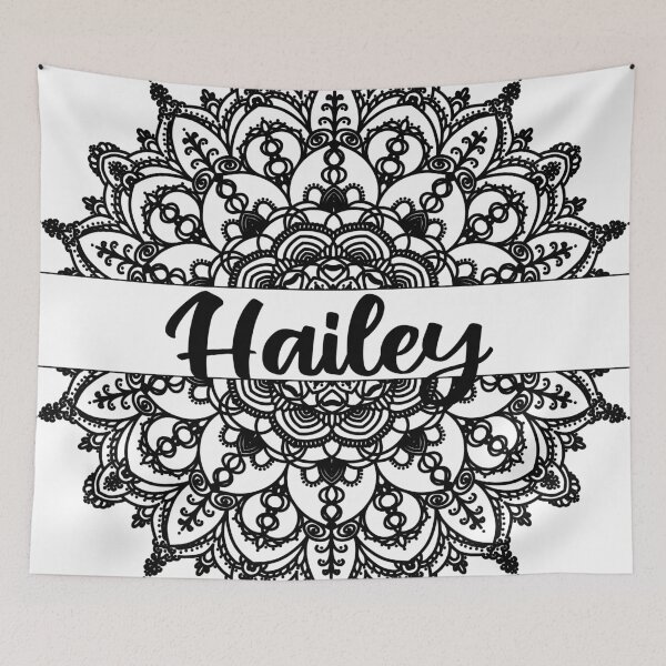 Item preview, First name Hailey mandala in black designed and sold by felinefeelings.