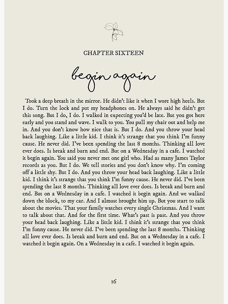 Begin Again Lyrics Art Board Print for Sale by queseraseraa