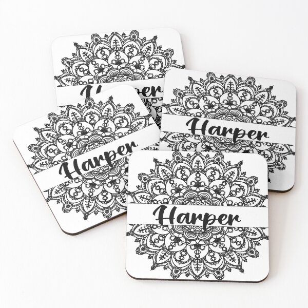 Item preview, First name Harper mandala in black designed and sold by felinefeelings.