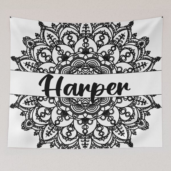 Item preview, First name Harper mandala in black designed and sold by felinefeelings.