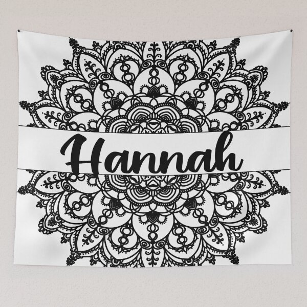 Item preview, First name Hannah mandala in black designed and sold by felinefeelings.