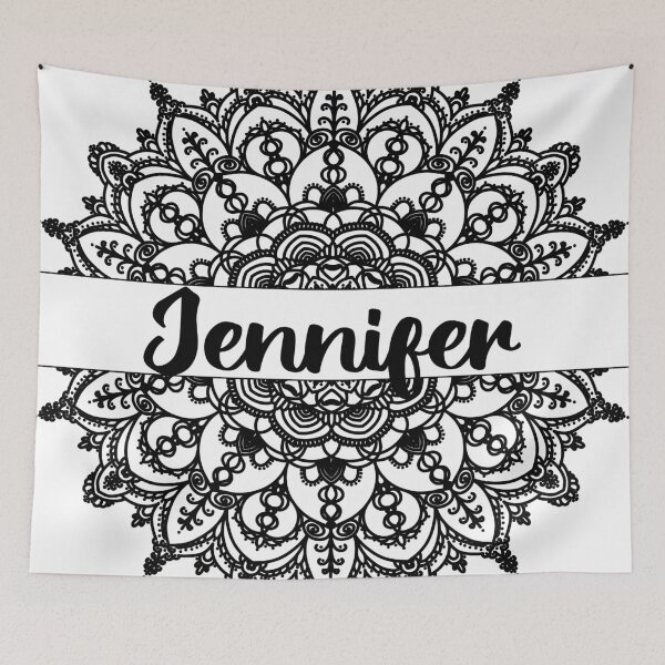 Item preview, First name Jennifer mandala in black designed and sold by felinefeelings.
