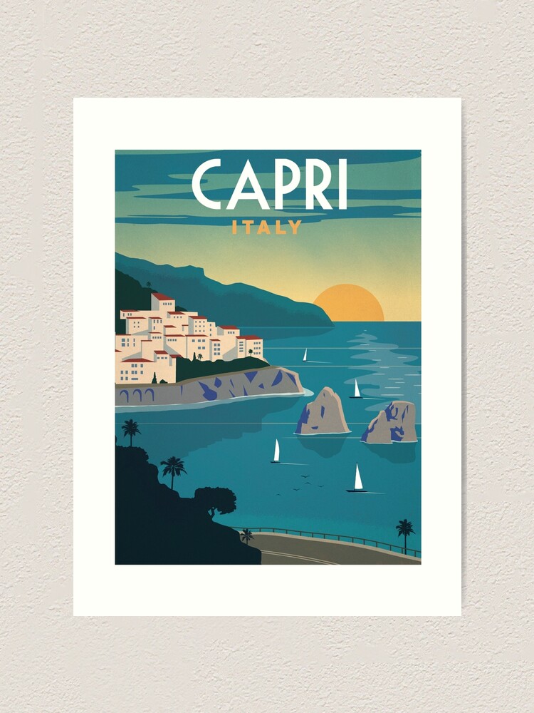 "CAPRI ITALY Vintage Resort Travel Advertising Print" Art Print for