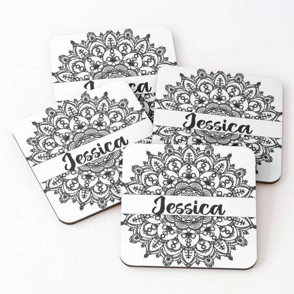 Item preview, First name Jessica mandala in black designed and sold by felinefeelings.