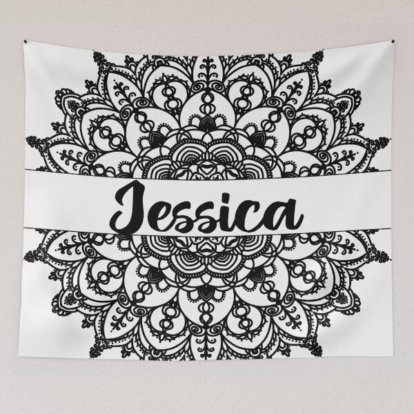 Item preview, First name Jessica mandala in black designed and sold by felinefeelings.