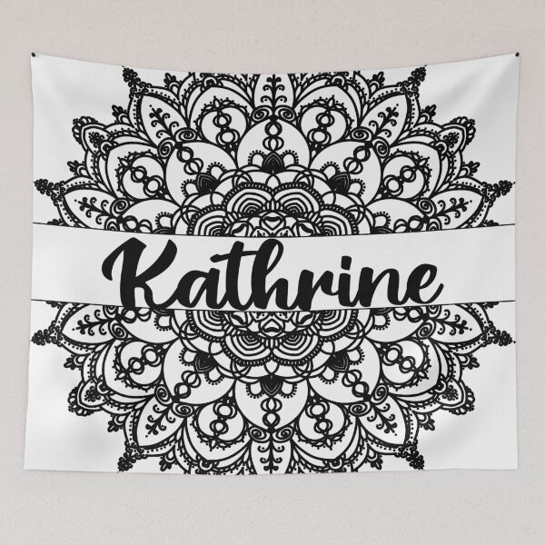 Item preview, First name Kathrine mandala in black designed and sold by felinefeelings.