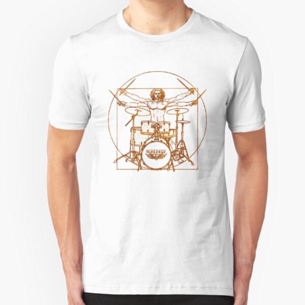 Vitruvian Drummer Man Slim Fit T-Shirt