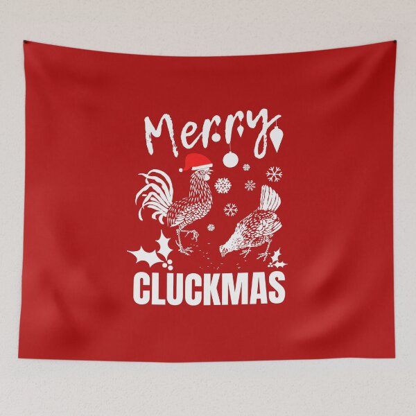 Item preview, Merry Cluckmas, Funny pun,vintage Christmas, christmas love, festive chickens designed and sold by allycat57.