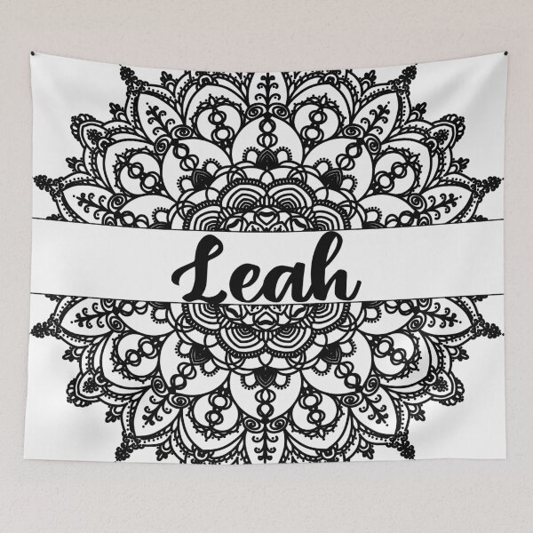 Item preview, First name Leah mandala in black designed and sold by felinefeelings.