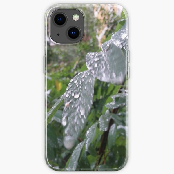 Raindrops on a leaf iPhone Soft Case