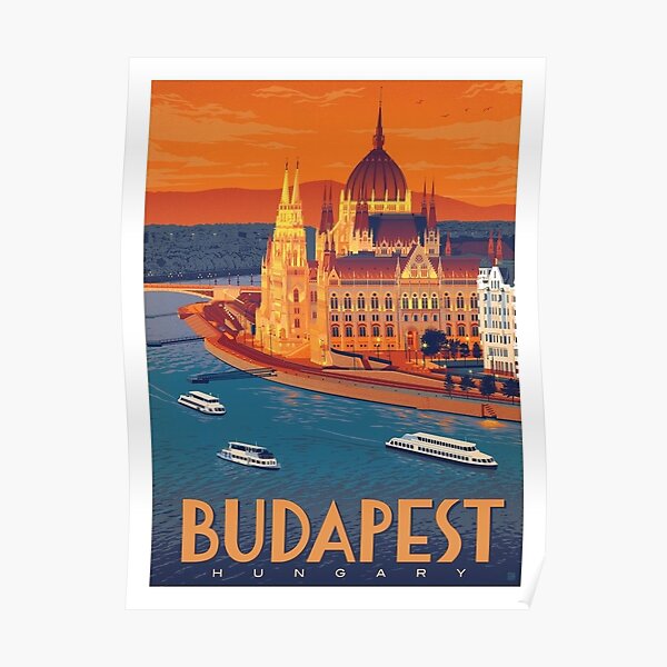 BUDAPEST HUNGARY : Vintage Stockholm Travel Advertising Print Poster