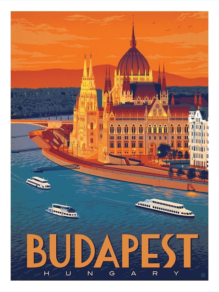 Thumbnail 3 of 3, Sticker, BUDAPEST HUNGARY : Vintage Stockholm Travel Advertising Print designed and sold by posterbobs.