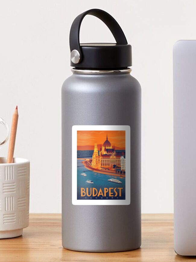 Thumbnail 1 of 3, Sticker, BUDAPEST HUNGARY : Vintage Stockholm Travel Advertising Print designed and sold by posterbobs.