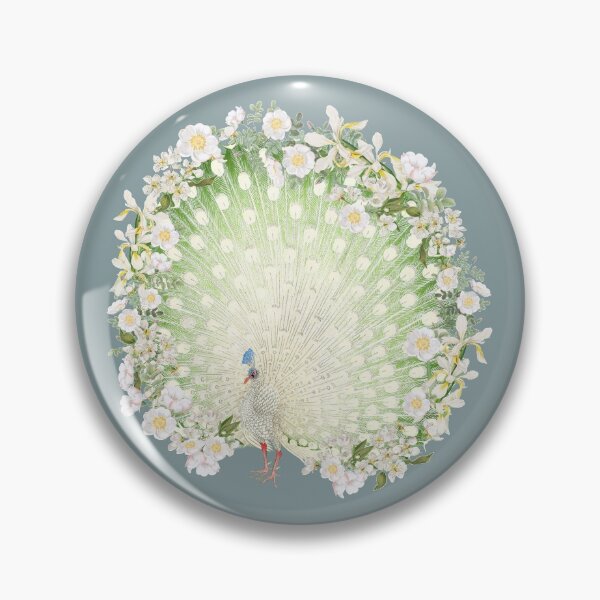 Item preview, Ornate Indian White Peacock And Beautiful Decorative Cascading Flowers designed and sold by TrulyEpoque.