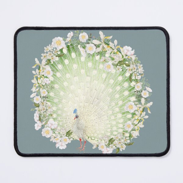 Item preview, Ornate Indian White Peacock And Beautiful Decorative Cascading Flowers designed and sold by TrulyEpoque.