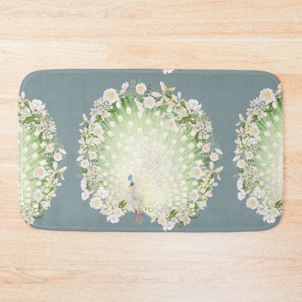 Item preview, Ornate Indian White Peacock And Beautiful Decorative Cascading Flowers designed and sold by TrulyEpoque.