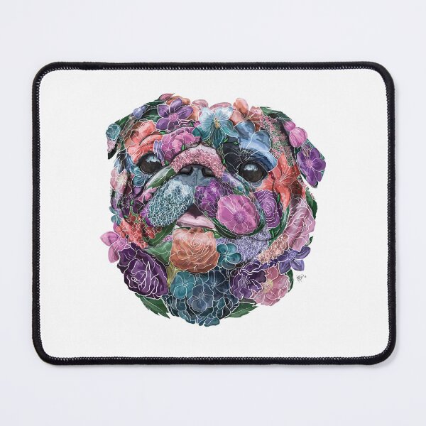 Item preview, Pug, Pug Lover Gift, Pug Floral, Flower Pug, Floral Pug, Pug Art, Pug Owner, Pug feminine designed and sold by Beaniebow.