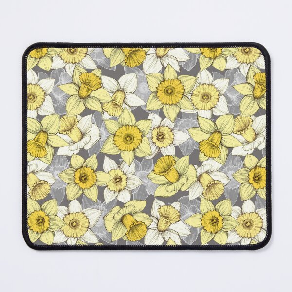 Item preview, Daffodil Daze - yellow & grey daffodil illustration pattern designed and sold by micklyn.