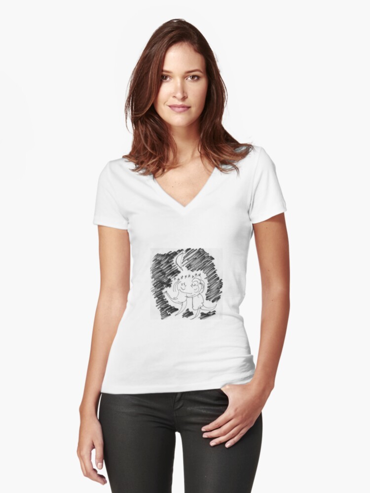 Thumbnail 1 of 3, Fitted V-Neck T-Shirt, Song Cartoon - Moondance designed and sold by bromfieldpen.