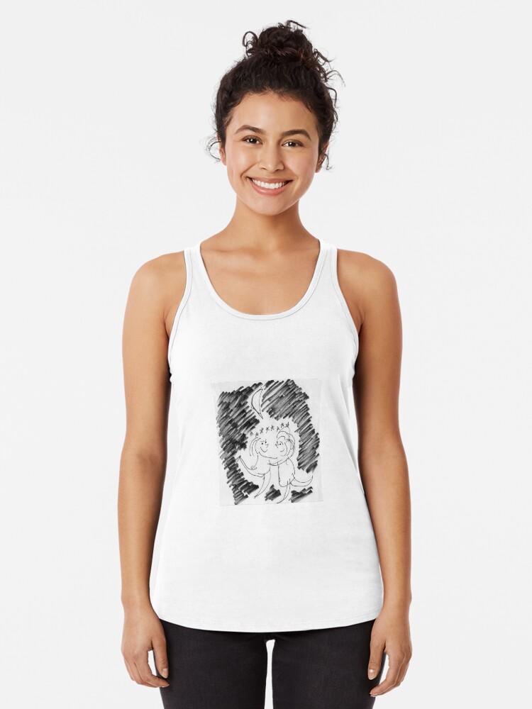 Thumbnail 1 of 3, Racerback Tank Top, Song Cartoon - Moondance designed and sold by bromfieldpen.