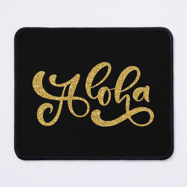 Item preview, Hawaiian symbol ~ Aloha hand lettering ~ Gold glitter on black designed and sold by oceanys.