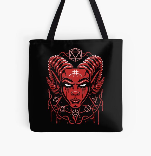 Red Horned Fiend All Over Print Tote Bag