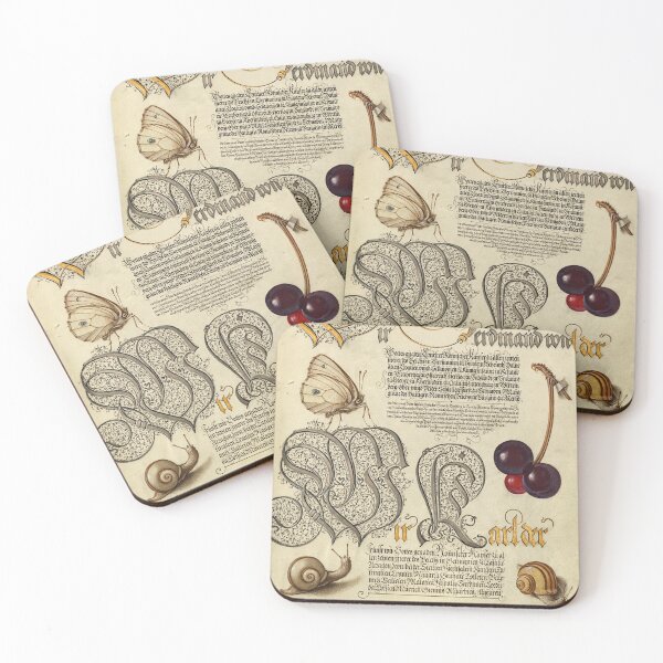 Item preview, Naturalist Manuscript: Snails, Cherries, and Calligraphy Illumination by Joris Hoefnagel designed and sold by Naturalist Prints.