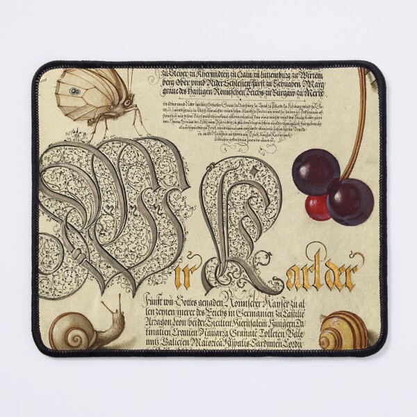 Item preview, Naturalist Manuscript: Snails, Cherries, and Calligraphy Illumination by Joris Hoefnagel designed and sold by Naturalist Prints.