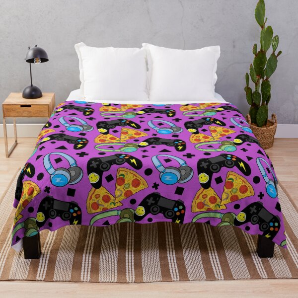 Good Game Repeat Illustrated Pattern Throw Blanket