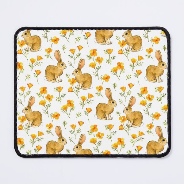 Item preview, California Poppies and Cottontail Bunnies on White designed and sold by micklyn.