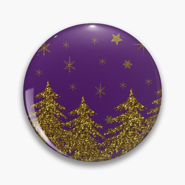 Item preview, Sparkly Gold Christmas tree, stars, snow on purple designed and sold by homemadecreate.