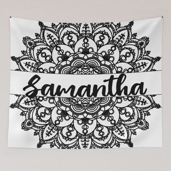 Item preview, First name Samantha mandala in black designed and sold by felinefeelings.