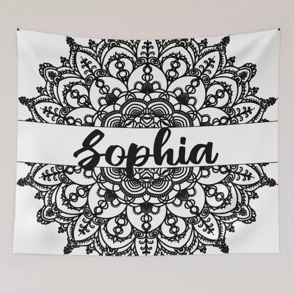 Item preview, First name Sophia mandala in black designed and sold by felinefeelings.