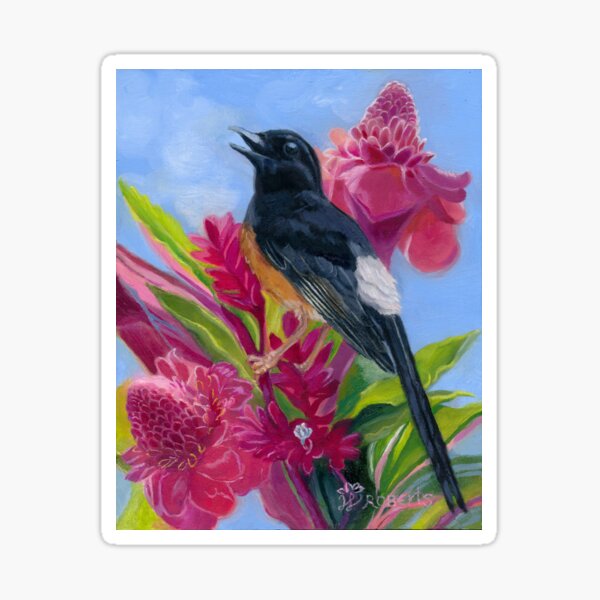 Shama Bird with Ginger Flowers Sticker