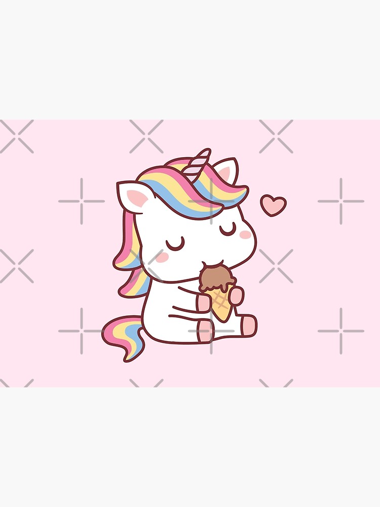 "Cute Little Unicorn Loves Ice Cream Doodle" Poster for Sale by