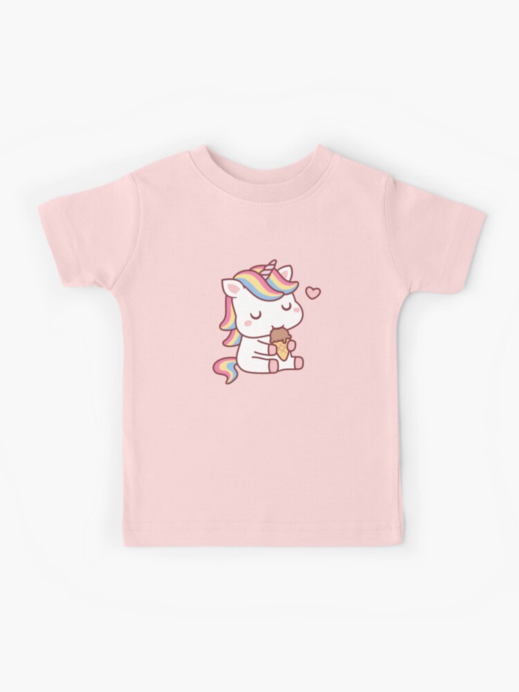 Cute Little Unicorn Loves Ice Cream Doodle | Kids T-Shirt