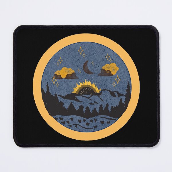 Item preview, Sunflower In The Night - Yellow Distressed Style Badge designed and sold by Onewivnacher.