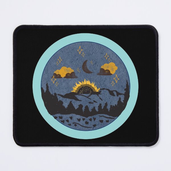 Item preview, Sunflower In The Night - Teal Distressed Style Badge designed and sold by Onewivnacher.