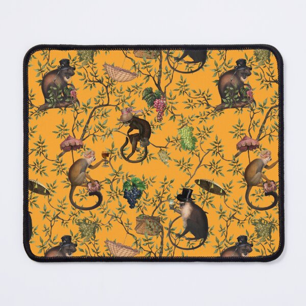 Item preview, Vintage Chinoiserie Botanical Garden Monkeys yellow Nightgarden designed and sold by UtArt.