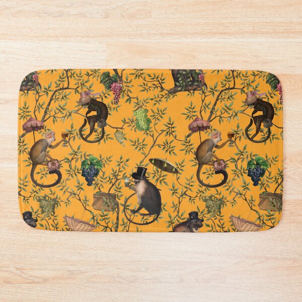 Item preview, Vintage Chinoiserie Botanical Garden Monkeys yellow Nightgarden designed and sold by UtArt.