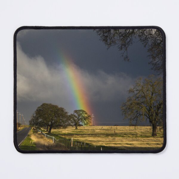 Item preview, Rainbow, rain, road near Stockton, California designed and sold by OrcaNature.