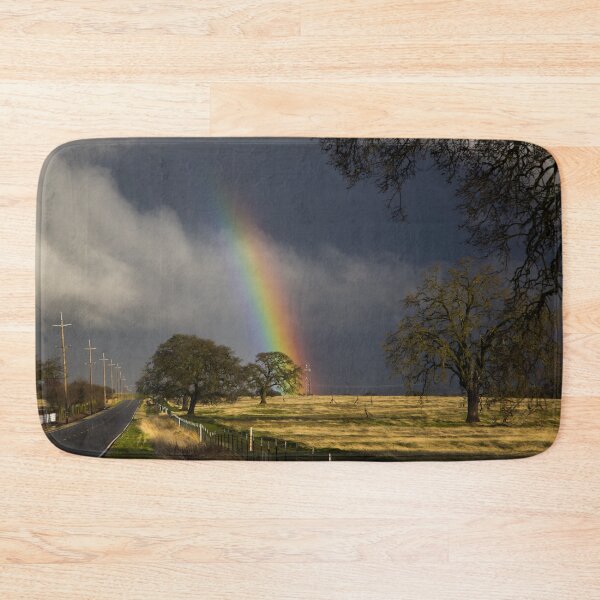 Item preview, Rainbow, rain, road near Stockton, California designed and sold by OrcaNature.