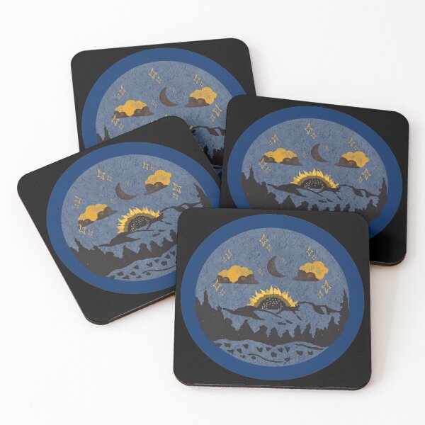 Item preview, Sunflower In The Night  - Blue Distressed Style Badge designed and sold by Onewivnacher.