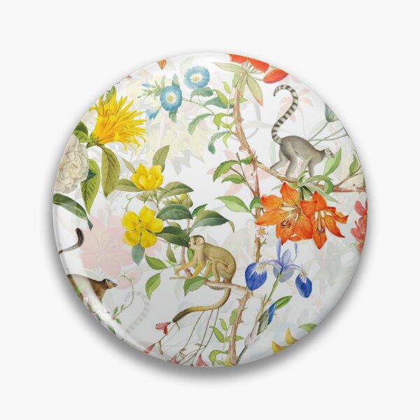 Item preview, Chinoiserie Monkeys Botanical Garden Pattern white designed and sold by UtArt.